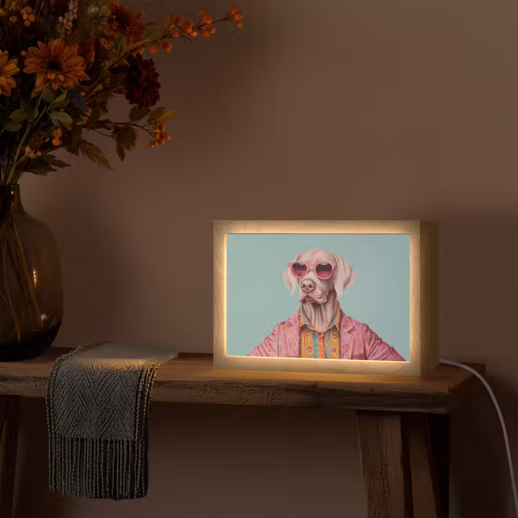 Hond - Overhemd - Bloemen - Bril Light Box met kabel (Tafellamp) klein -sfeer4