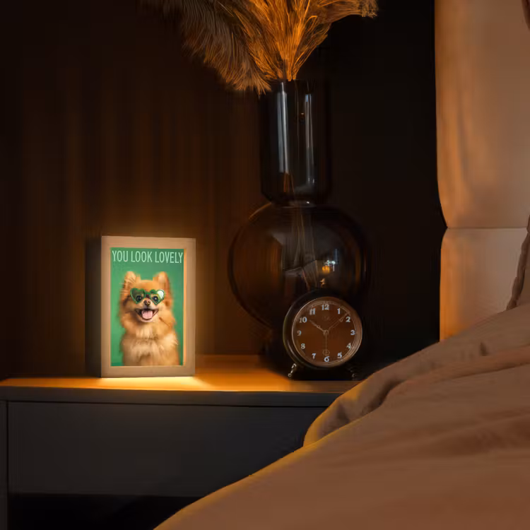 Hond - Zonnebril - Valentijn - Love Light Box met kabel (Tafellamp) klein -sfeer1
