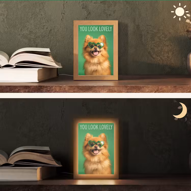 Hond - Zonnebril - Valentijn - Love Light Box met kabel (Tafellamp) klein -sfeer3