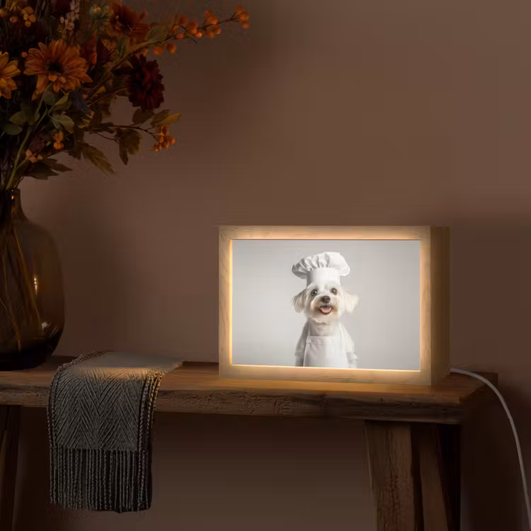 Hond - Wit - Kok Light Box met kabel (Tafellamp) klein -sfeer4