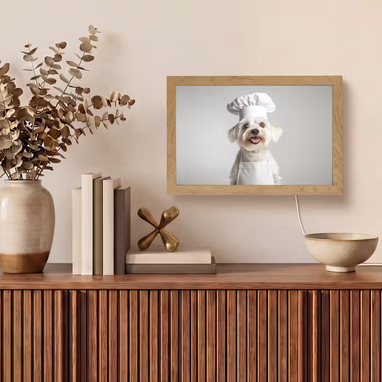 Hond - Wit - Kok Light Box met kabel (Tafellamp) klein -sfeer2