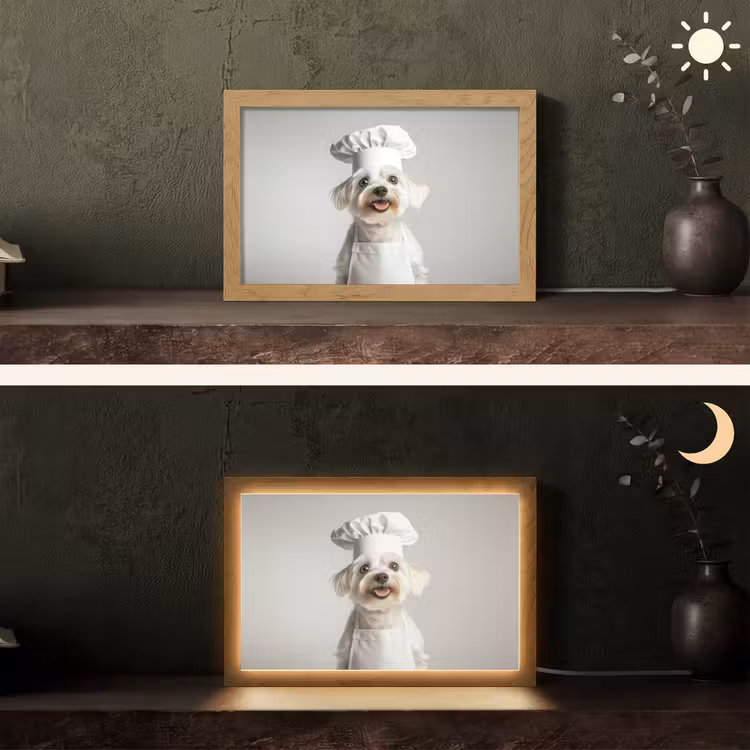 Hond - Wit - Kok Light Box met kabel (Tafellamp) klein -sfeer3