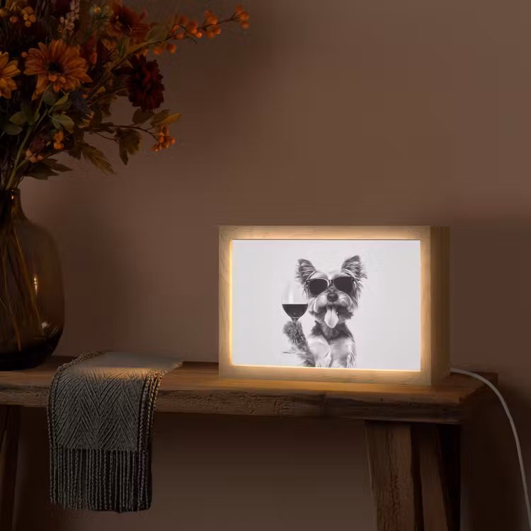 Hondje - Wijnglas - Zonnebril - Enthousiast Light Box met kabel (Tafellamp) klein -sfeer4