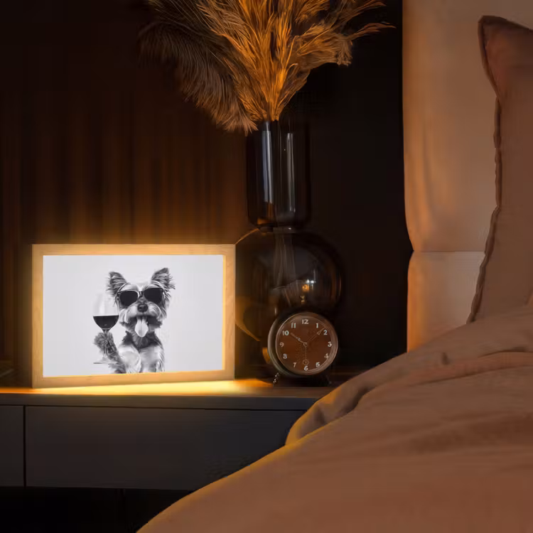 Hondje - Wijnglas - Zonnebril - Enthousiast Light Box met kabel (Tafellamp) klein -sfeer1