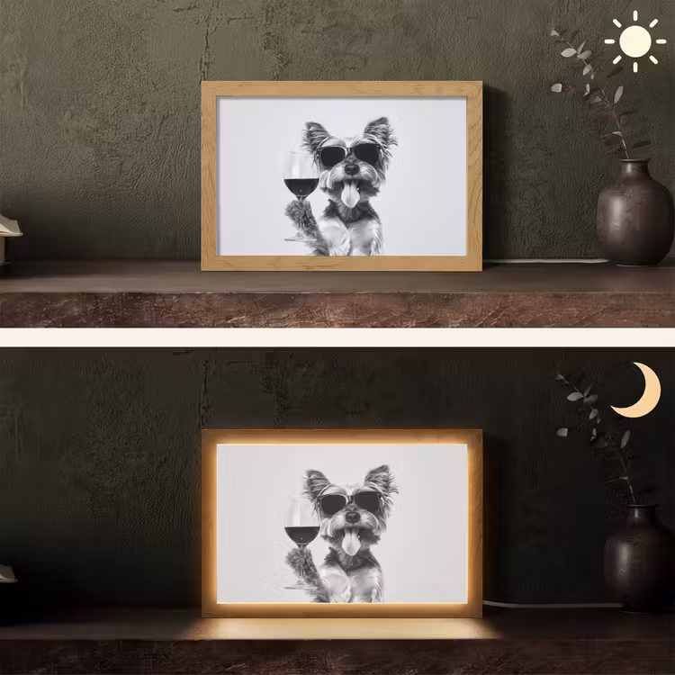 Hondje - Wijnglas - Zonnebril - Enthousiast Light Box met kabel (Tafellamp) klein -sfeer3