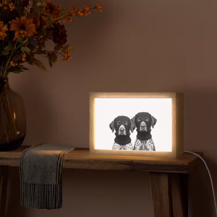 Honden - Bivakmuts - Zwart - wit Light Box met kabel (Tafellamp) klein -sfeer4