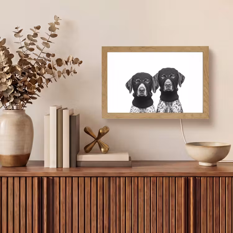 Honden - Bivakmuts - Zwart - wit Light Box met kabel (Tafellamp) klein -sfeer2