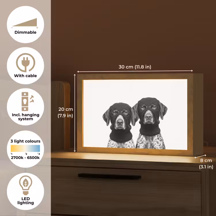 Honden - Bivakmuts - Zwart - wit Light Box met kabel (Tafellamp) klein -USP_EN