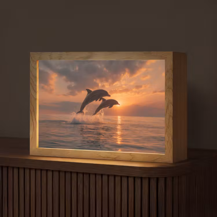 Dolfijnen - Zee - Realistisch Light Box met kabel (Tafellamp) klein -z3d_website