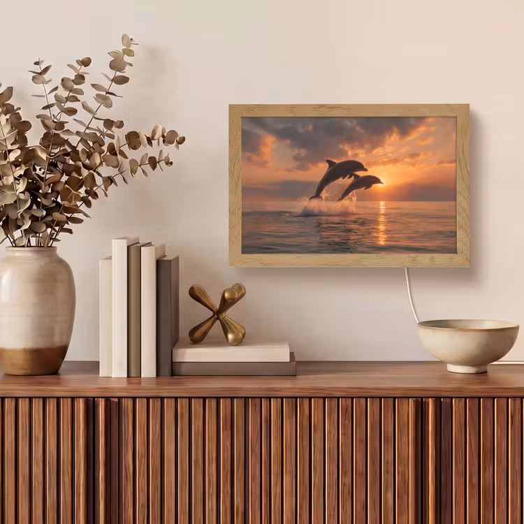 Dolfijnen - Zee - Realistisch Light Box met kabel (Tafellamp) klein -sfeer2
