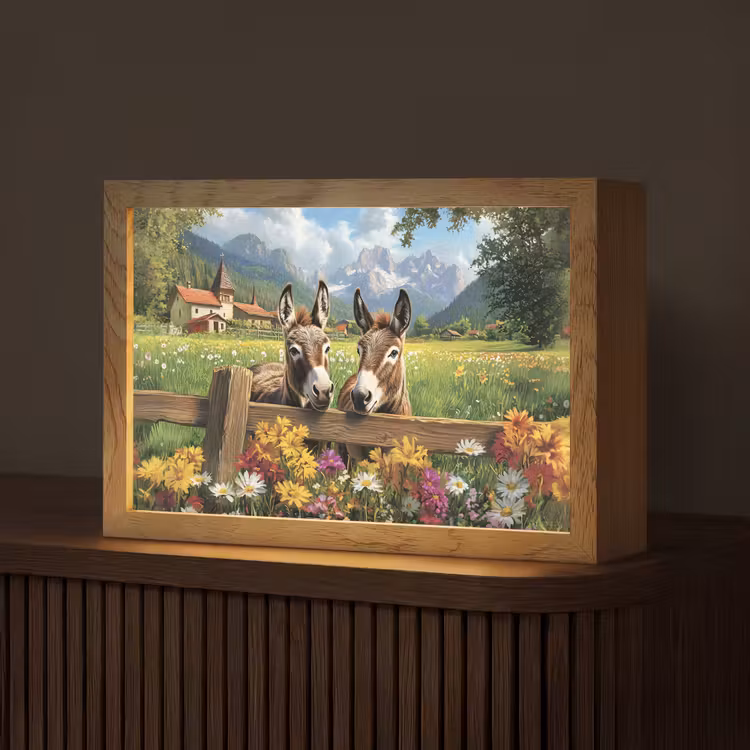 Ezels - Bloemen - Zomers Light Box met kabel (Tafellamp) klein -z3d_website