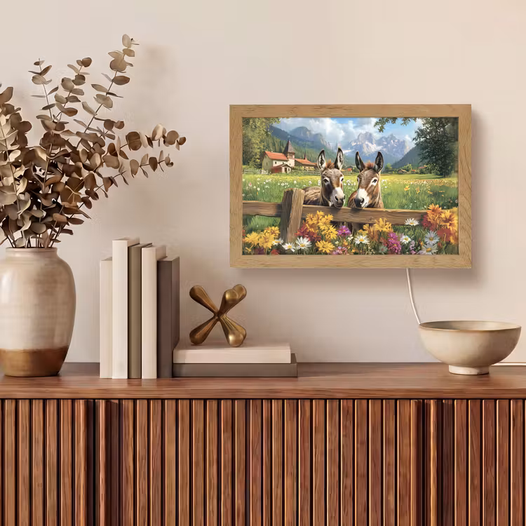 Ezels - Bloemen - Zomers Light Box met kabel (Tafellamp) klein -sfeer2