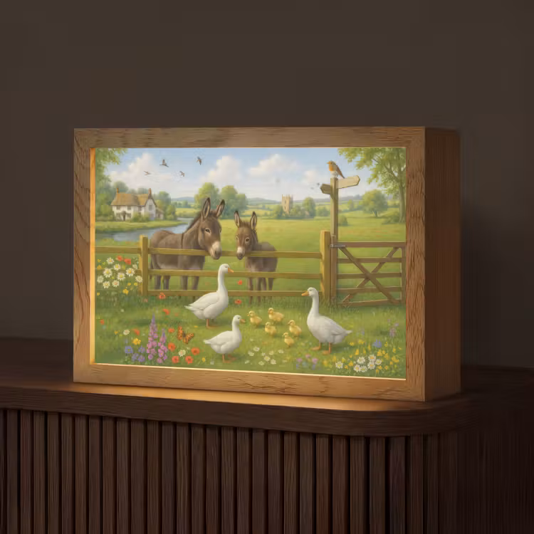 Ezels - Ganzen - Kleurrijk Light Box met kabel (Tafellamp) klein -z3d_website