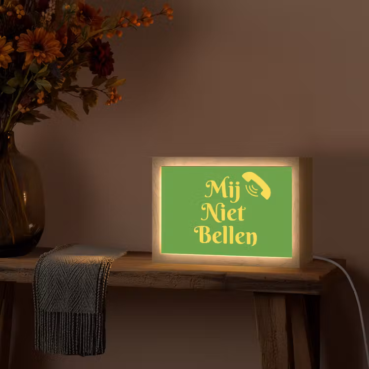 Mij niet bellen - Telefoon - Groen Light Box met kabel (Tafellamp) klein -sfeer4