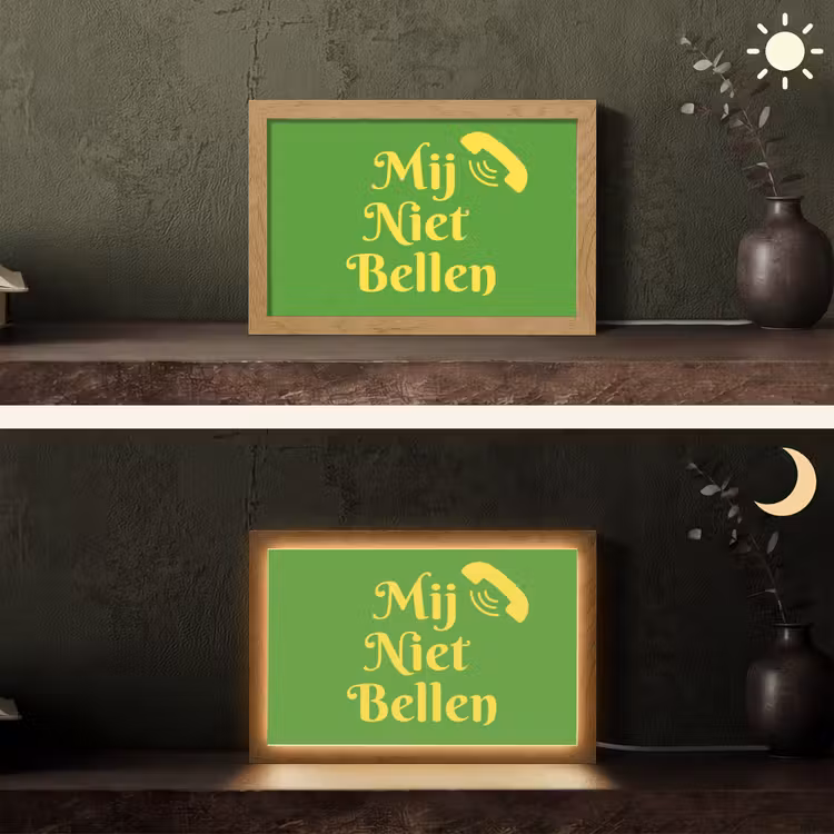 Mij niet bellen - Telefoon - Groen Light Box met kabel (Tafellamp) klein -sfeer3