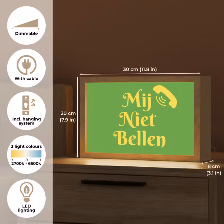 Mij niet bellen - Telefoon - Groen Light Box met kabel (Tafellamp) klein -USP_EN