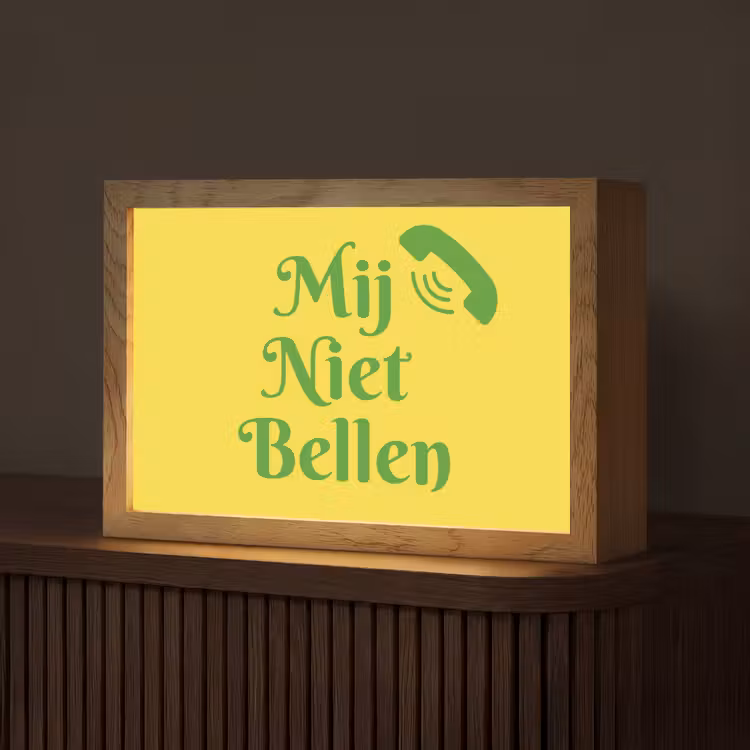 Mij niet bellen - Telefoon - Geel Light Box met kabel (Tafellamp) klein -z3d_website