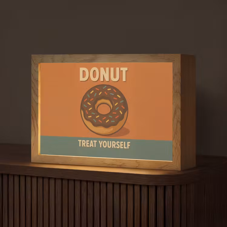 Donut - Spikkels - Kleurrijk - Quote Light Box met kabel (Tafellamp) klein -z3d_website