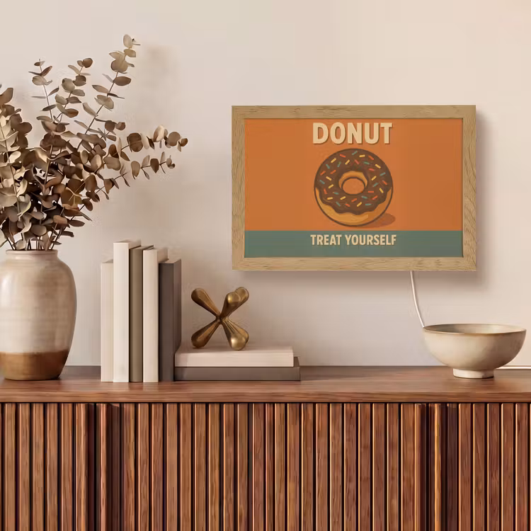Donut - Spikkels - Kleurrijk - Quote Light Box met kabel (Tafellamp) klein -sfeer2