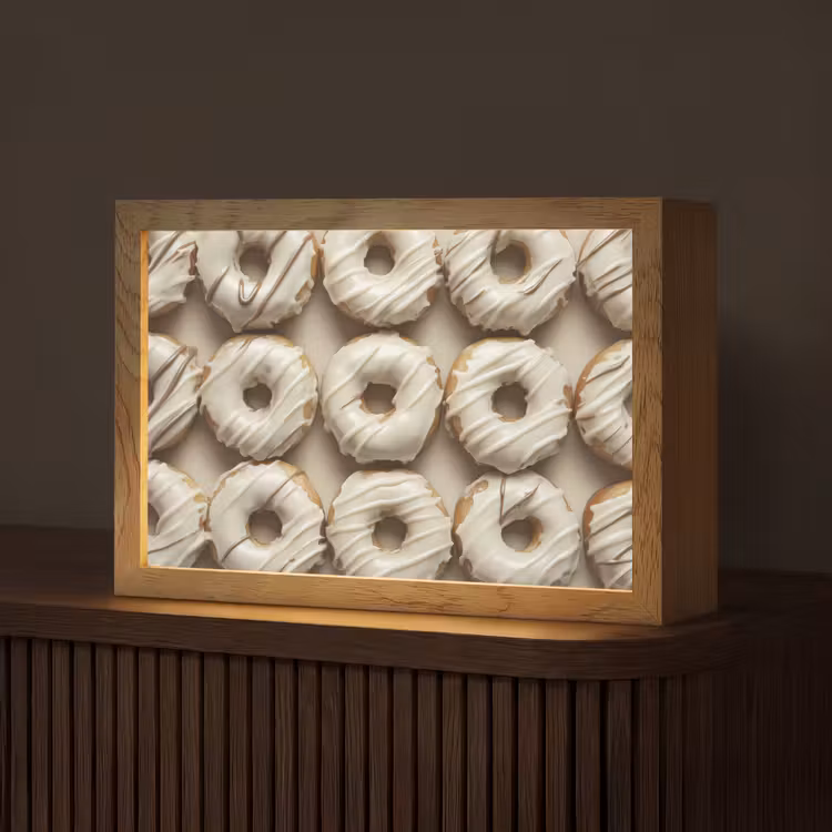 Donuts - Chocolade - Wit - Beige Light Box met kabel (Tafellamp) klein -z3d_website