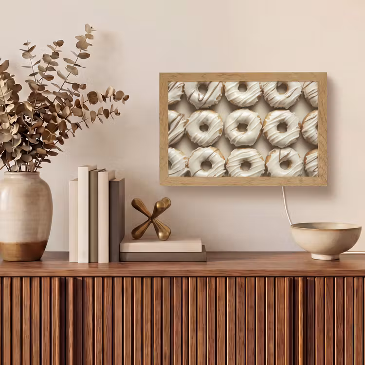 Donuts - Chocolade - Wit - Beige Light Box met kabel (Tafellamp) klein -sfeer2