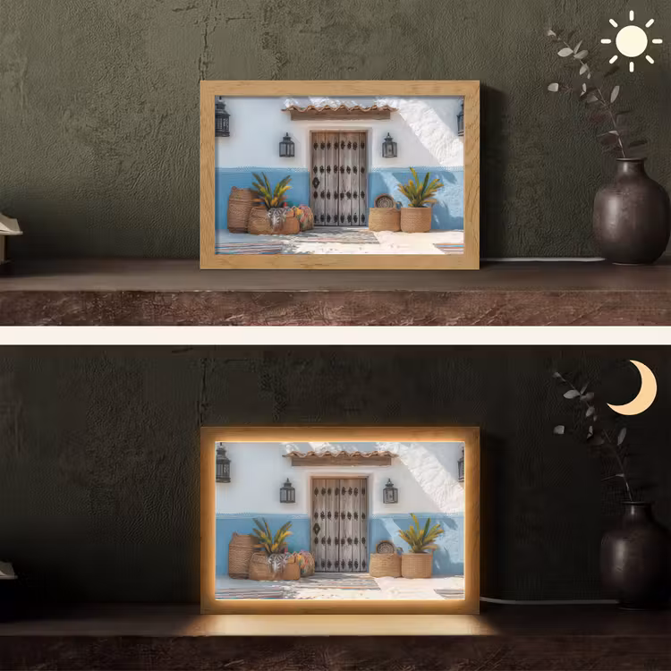 Deur - Manden - Planten Light Box met kabel (Tafellamp) klein -sfeer3