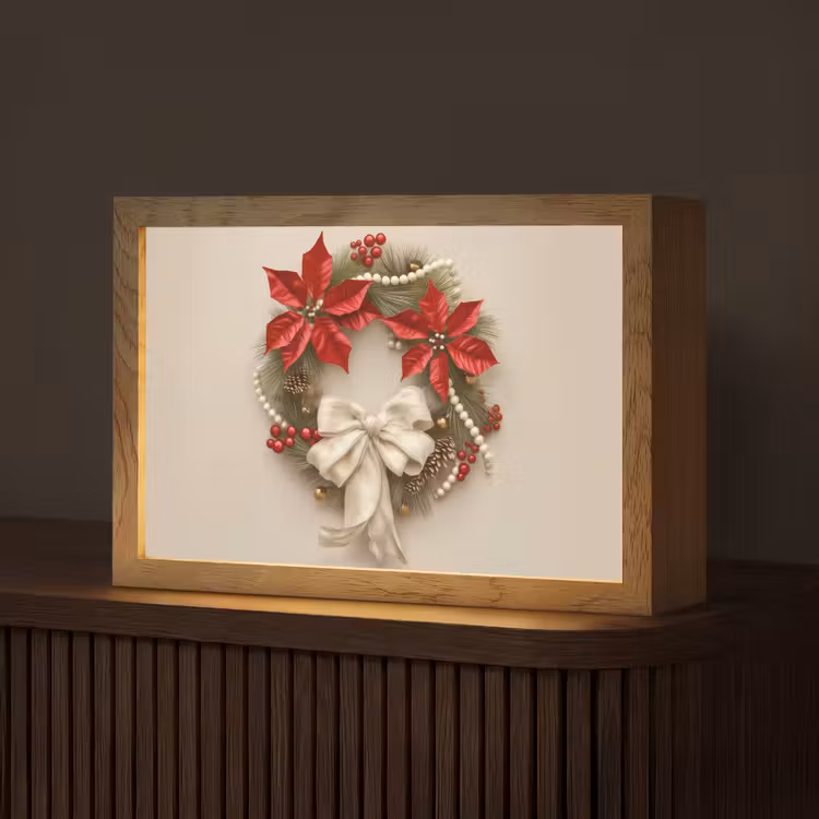 Deurkrans - Strik - Kerst - Rood - Groen Light Box met kabel (Tafellamp) klein -z3d_website