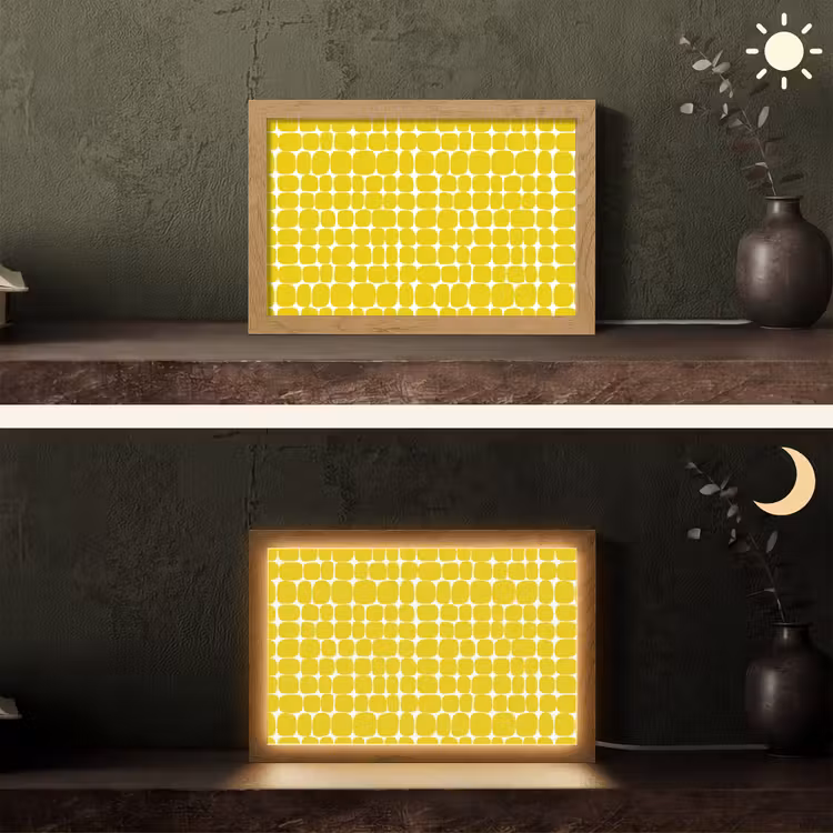 Stippen - Modern - Geel Light Box met kabel (Tafellamp) klein 924 -sfeer3