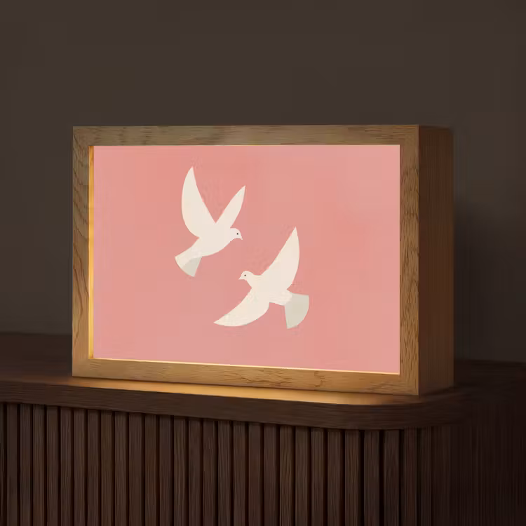 Duiven - Wit - Sierlijk Light Box met kabel (Tafellamp) klein -z3d_website
