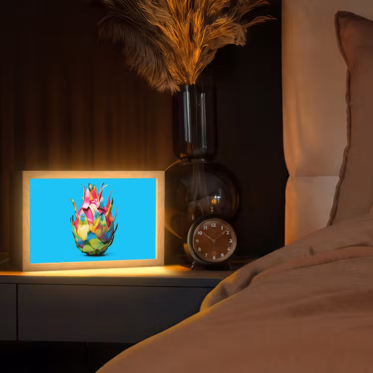 Drakenfruit - Blauw - Levendig Light Box met kabel (Tafellamp) klein -sfeer1