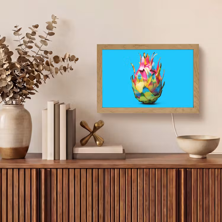 Drakenfruit - Blauw - Levendig Light Box met kabel (Tafellamp) klein -sfeer2