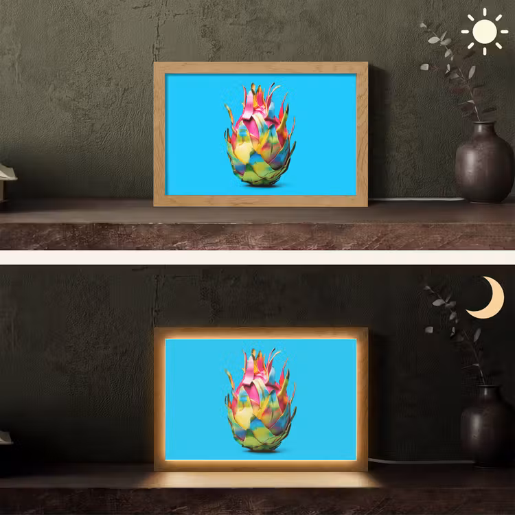 Drakenfruit - Blauw - Levendig Light Box met kabel (Tafellamp) klein -sfeer3