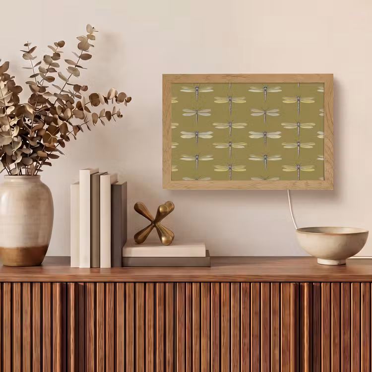 Libellen - Patroon - Groen Light Box met kabel (Tafellamp) klein 924 -sfeer2