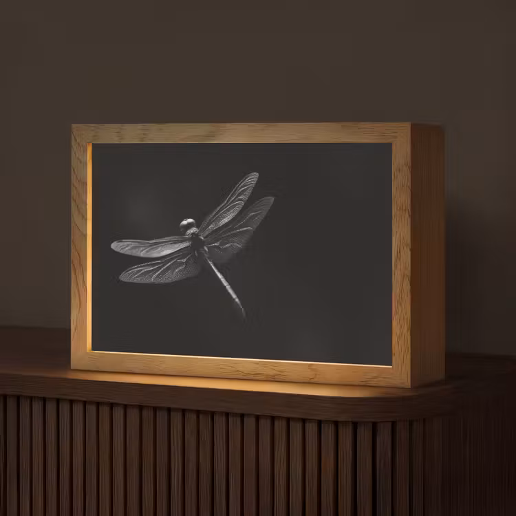 Libelle - Dieren - Zwart - Insect Light Box met kabel (Tafellamp) klein -z3d_website