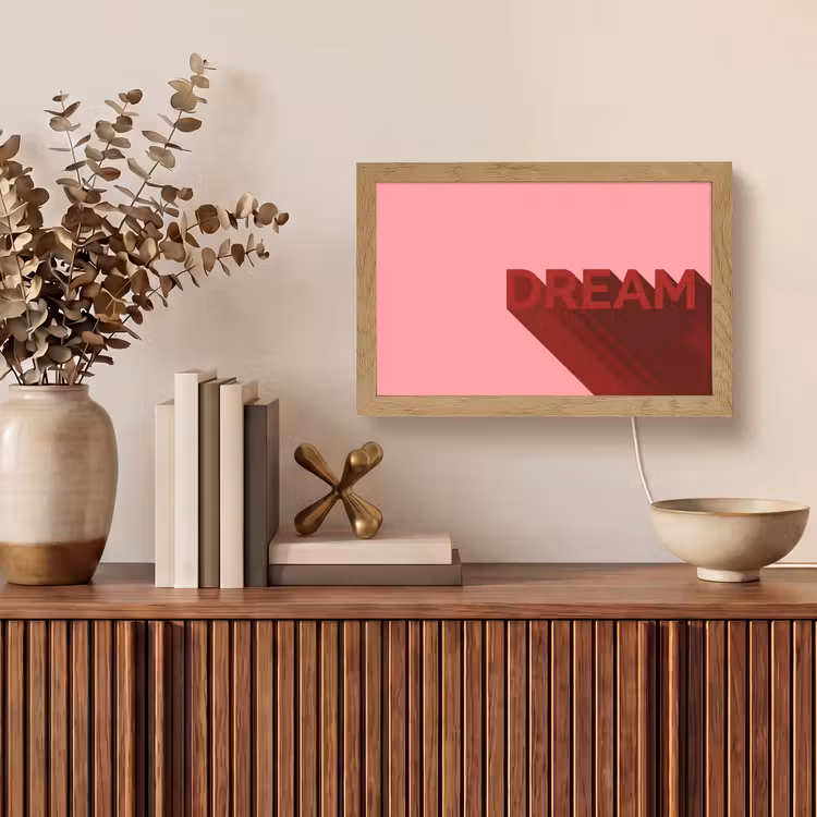 Dream - 3D - Rood - Roze Light Box met kabel (Tafellamp) klein -sfeer2