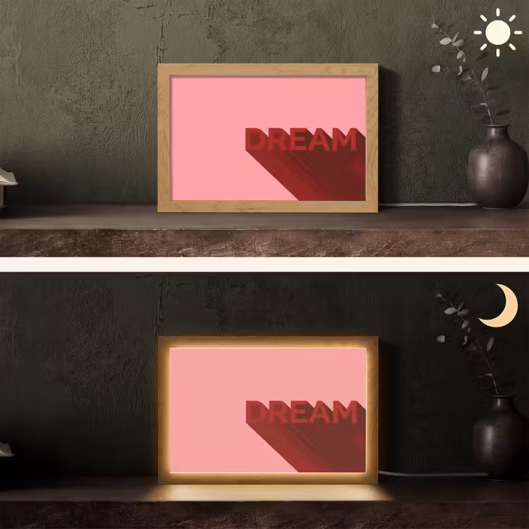 Dream - 3D - Rood - Roze Light Box met kabel (Tafellamp) klein -sfeer3