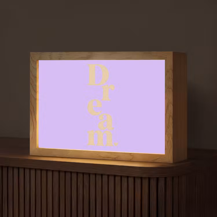 Dream - Paars - Typografisch Light Box met kabel (Tafellamp) klein -z3d_website