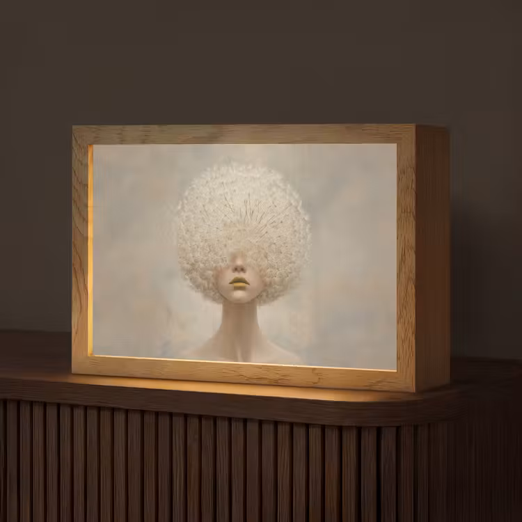 Dromerig - Beige - Paardenbloemzaadjes Light Box met kabel (Tafellamp) klein -z3d_website