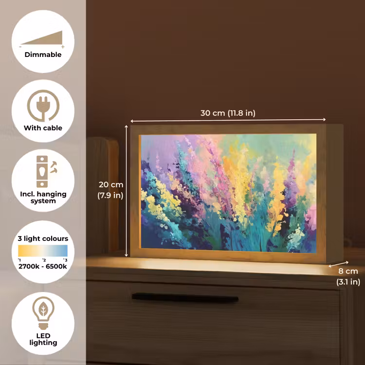Dromerige - Langgerekte bloemen Light Box met kabel (Tafellamp) klein -USP_EN