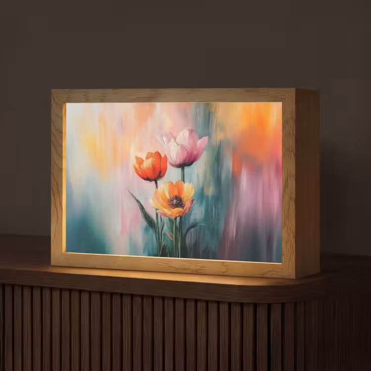 Dromerig - Bloemen - Verfijnde details Light Box met kabel (Tafellamp) klein -z3d_website
