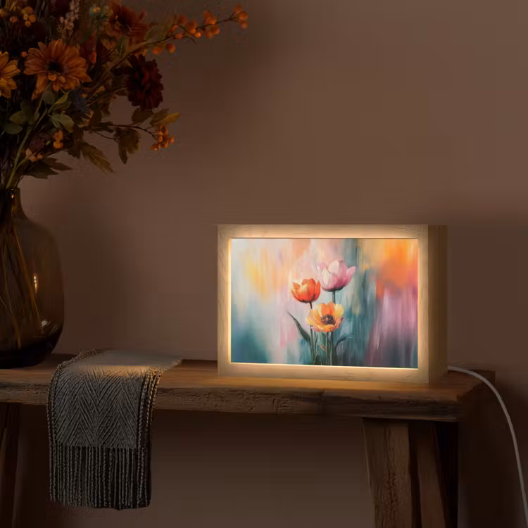 Dromerig - Bloemen - Verfijnde details Light Box met kabel (Tafellamp) klein -sfeer4