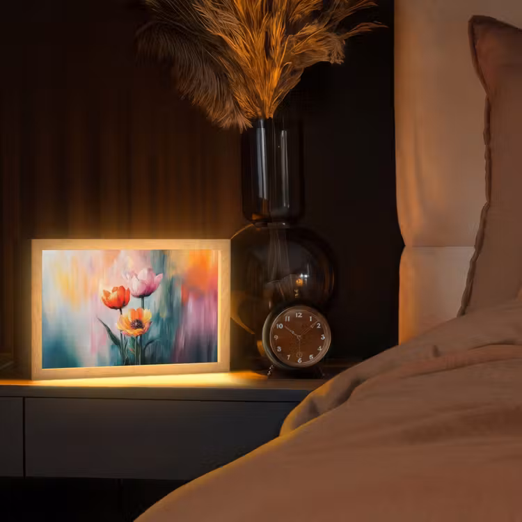 Dromerig - Bloemen - Verfijnde details Light Box met kabel (Tafellamp) klein -sfeer1