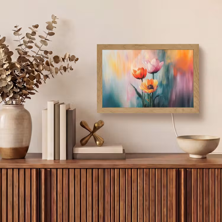 Dromerig - Bloemen - Verfijnde details Light Box met kabel (Tafellamp) klein -sfeer2
