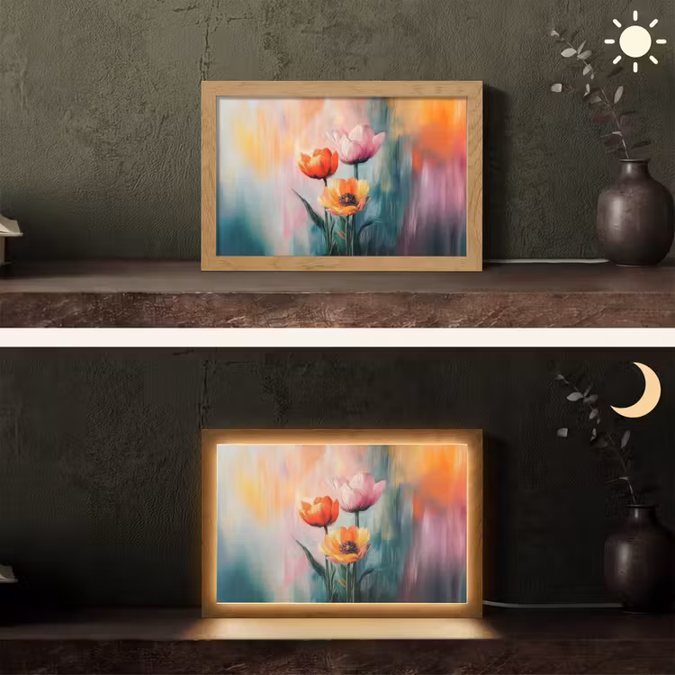 Dromerig - Bloemen - Verfijnde details Light Box met kabel (Tafellamp) klein -sfeer3