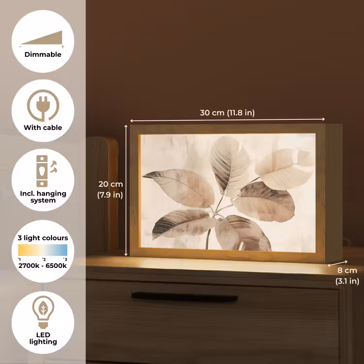Gedroogde plant - Natuur - Bruin - Planten Light Box met kabel (Tafellamp) klein -USP_EN