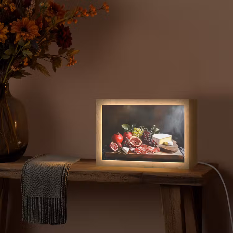Borrelplank - Stilleven - Vintage Light Box met kabel (Tafellamp) klein -sfeer4