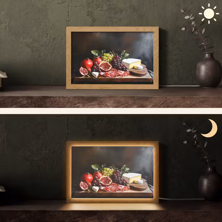 Borrelplank - Stilleven - Vintage Light Box met kabel (Tafellamp) klein -sfeer3