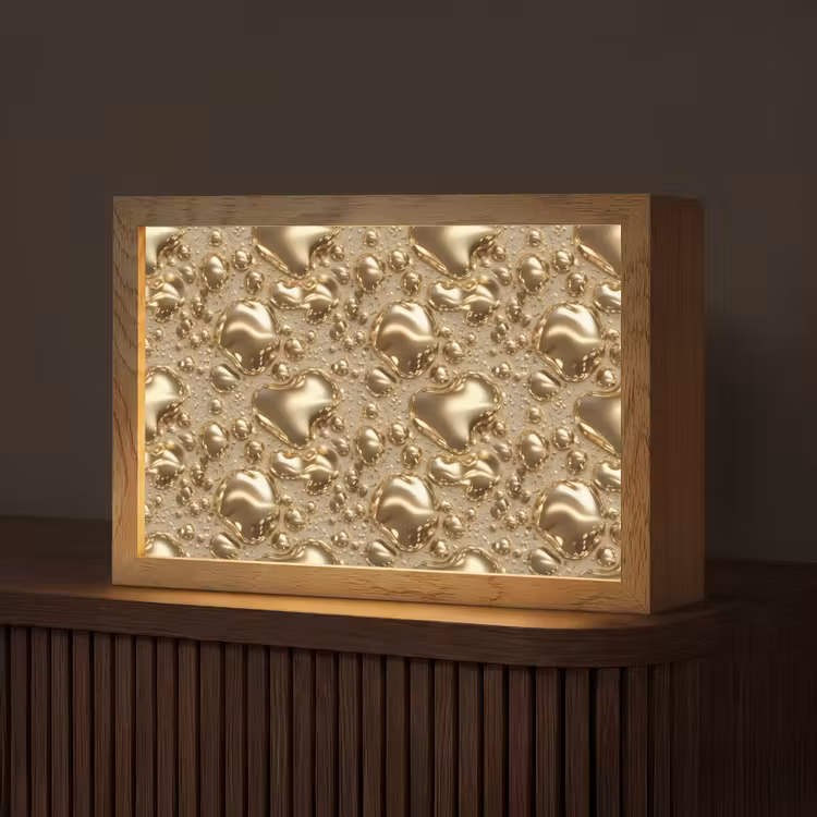 Druppels - Organisch - Goud Light Box met kabel (Tafellamp) klein 924 -z3d_website