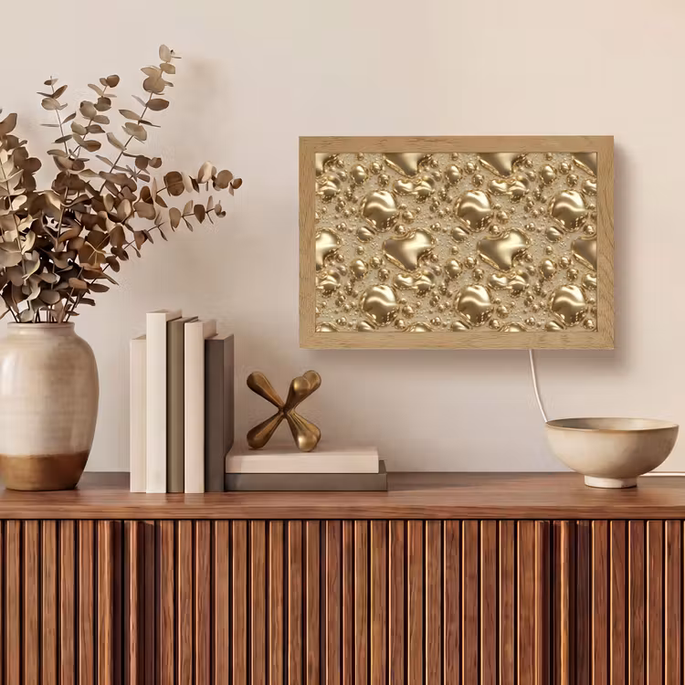 Druppels - Organisch - Goud Light Box met kabel (Tafellamp) klein 924 -sfeer2