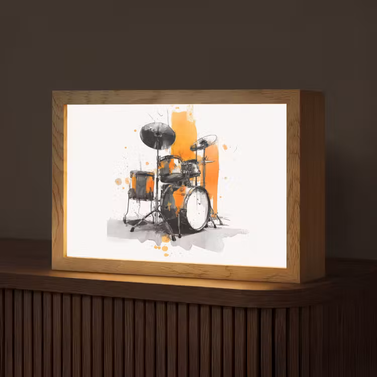 Drumstel - Oranje - Zwart - Aquarelverf Light Box met kabel (Tafellamp) klein -z3d_website